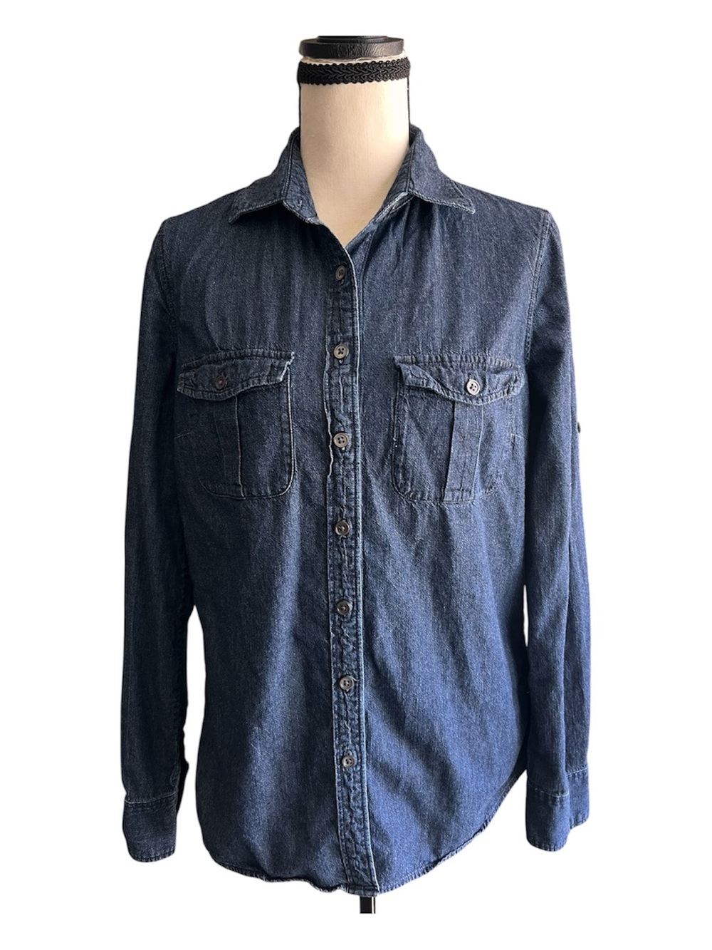 J. Crew Women’s Blue Denim Shirt Button-Up Shirt Long Sleeve 100% Cotton Size 4T